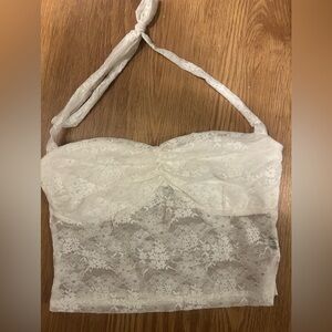 Elegant Lace Halter Top in White